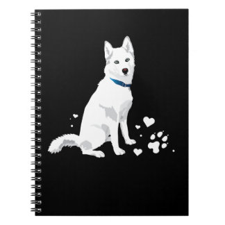 Caderno Espiral Cachorro Branco Bonito Siberiano - Cachorro Branco