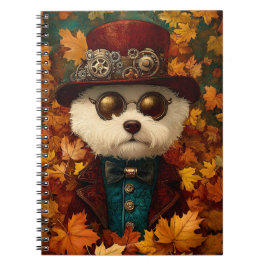 Caderno Espiral Cachorro Branco Steampunk Whimsy Cachorro T1 Novid