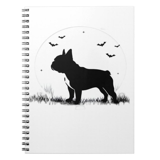 Caderno Espiral Cachorro Bulldog Francês - Silhueta das Luas do Ha (Frente)