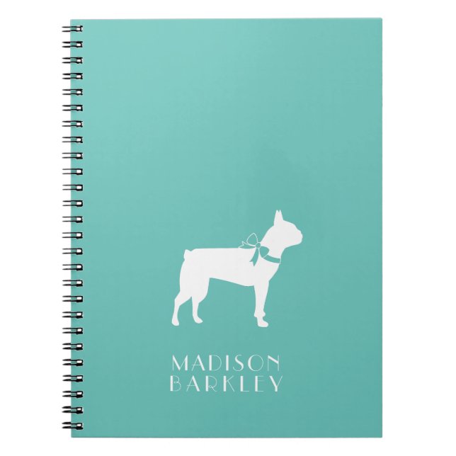 Caderno Espiral Cachorro Cachorrinho Boston Terrier (Frente)
