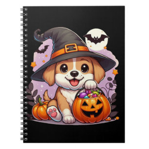 Caderno Espiral Cachorro/cachorrinho de Halloween bonito