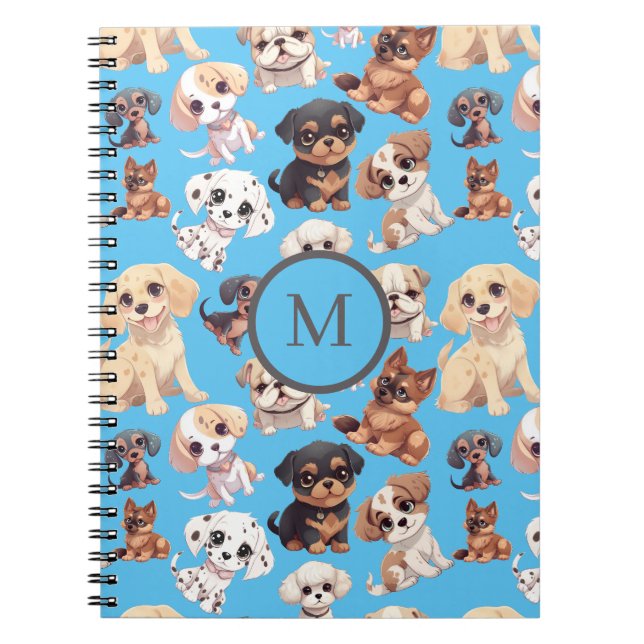 Caderno Espiral Cachorro Cachorro Cachorro Azul (Frente)