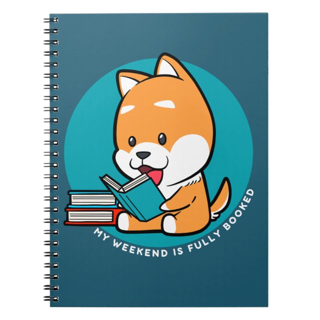 Caderno Espiral Cachorro Cachorro Lendo Livro Engraçado Citação (Frente)