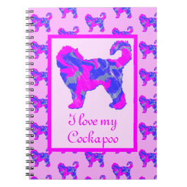 Caderno Espiral Cachorro Cachorro Lover Rosa e Silhueta Azul