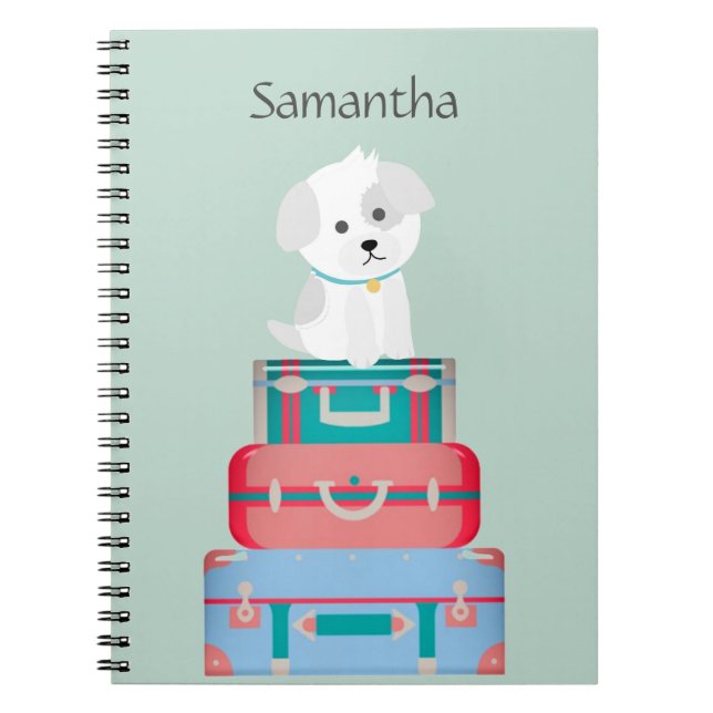 Caderno Espiral Cachorro Cachorro Sentado em Casas Personalizadas (Frente)