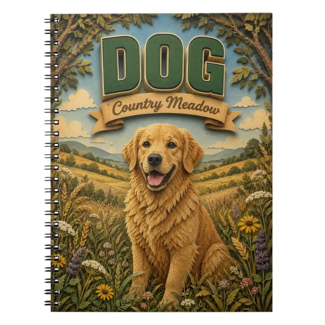Caderno Espiral Cachorro Campo Prado POPCUT (Frente)