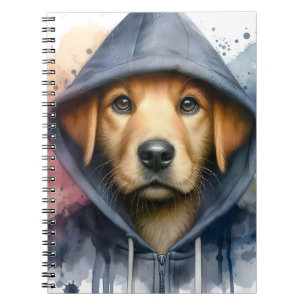 Caderno Espiral Cachorro castanho Trabalho de arte de aquarela em 