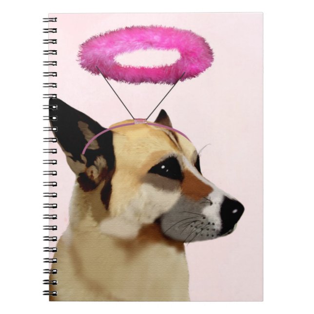 Caderno Espiral Cachorro com Halo Rosa (Frente)