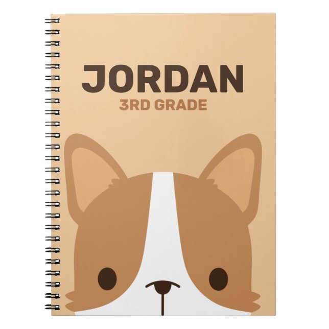 Caderno Espiral Cachorro Corgi Pequeno e Fofo com Nome Personaliza (Frente)