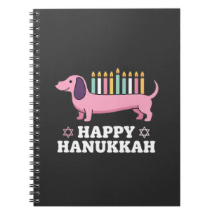 Caderno Espiral Cachorro Dachshund Feliz Hanukkah