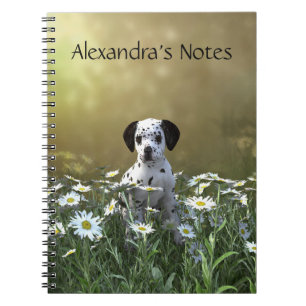 Caderno Espiral Cachorro Dalmaciano em Daisies