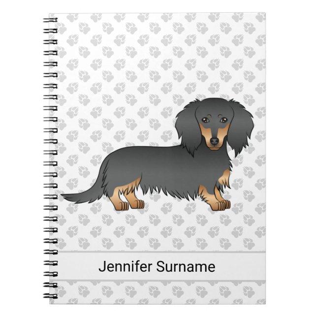 Caderno Espiral Cachorro de desenho animado Black & Tan Long Hair  (Frente)