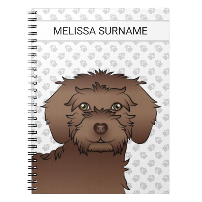 Caderno Espiral Cachorro De Desenho Animado Mini Goldendoodle Marr (Frente)