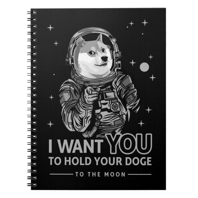 Caderno Espiral Cachorro De Dogecoina Quero Que Você Vá À Lua Engr (Frente)