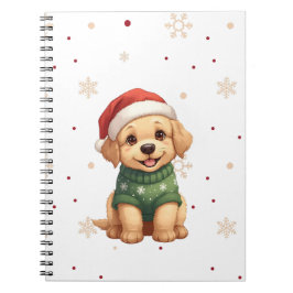 Caderno Espiral Cachorro de Natal Adorável - Natal Puppy Festivo