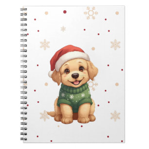 Caderno Espiral Cachorro de Natal Adorável - Natal Puppy Festivo
