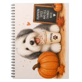 Caderno Espiral Cachorro de Pastoreio Inglês Antigo Outono