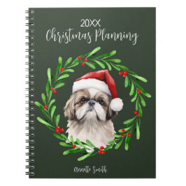 Caderno Espiral Cachorro de Planejamento de Natal Shih Tzu cria