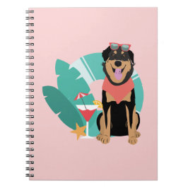 Caderno Espiral Cachorro De Verão Bonito Com Óculos De Sol