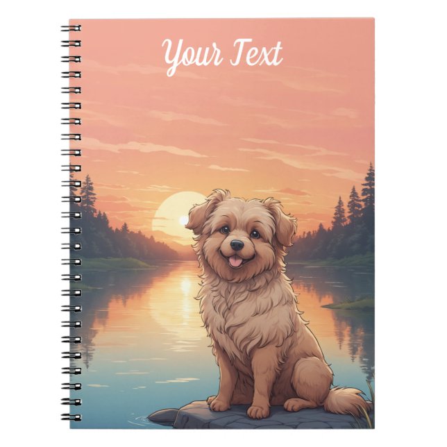 Caderno Espiral Cachorro Doodle pelo Lago (Frente)