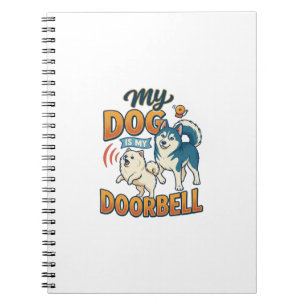 Caderno Espiral Cachorro É Campainha Latindo Branco Azul_1