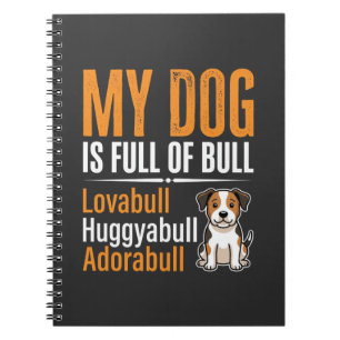 Caderno Espiral Cachorro Engraçado Cheio de Design de Touro