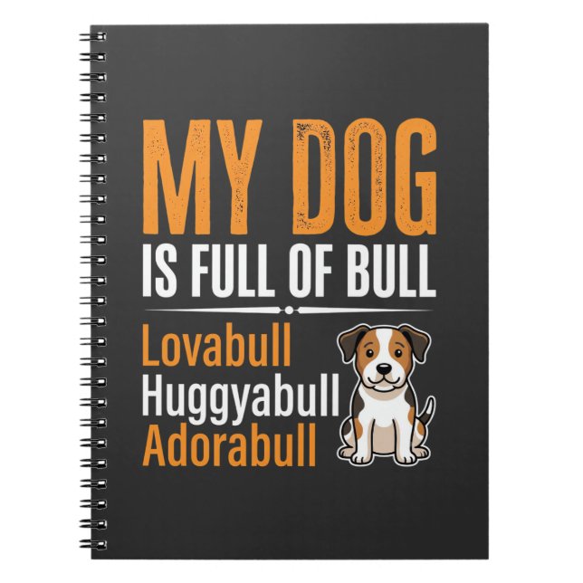 Caderno Espiral Cachorro Engraçado Cheio de Design de Touro (Frente)