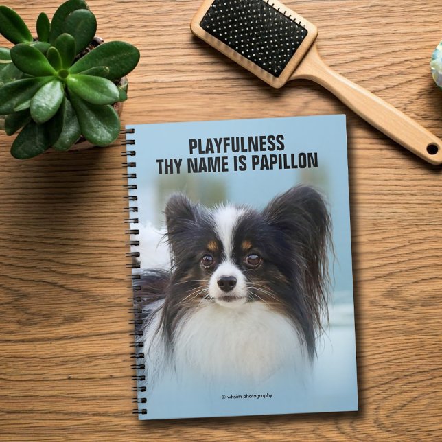 Caderno Espiral Cachorro Espanhol de Papillon Bonito na Boca (Cute Papillon at the Dock Journal Cover Photo)