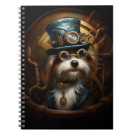 Caderno Espiral Cachorro Estampunk Whimsical No Vestuário 033