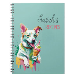 Caderno Espiral Cachorro feliz comendo um sorvete