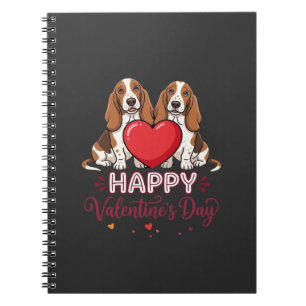 Caderno Espiral Cachorro Floral Basset Hound do Dia dos Namorados