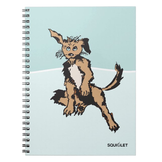 Caderno Espiral Cachorro Fofo Com Olhos de Filhote Azul (Frente)