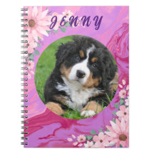 Cachorro Fofo de Volta às Aulas Floral Rosa Aquare