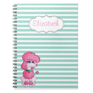 Caderno Espiral Cachorro Fofo Feminino em Listras Brancas de Horte