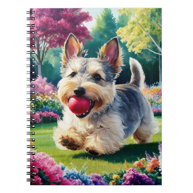 Caderno Espiral Cachorro Fox Terrier Fofo Perseguindo uma Pipa no  (Frente)