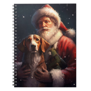 Caderno Espiral Cachorro Foxhound Inglês Americano Papai Noel Nata