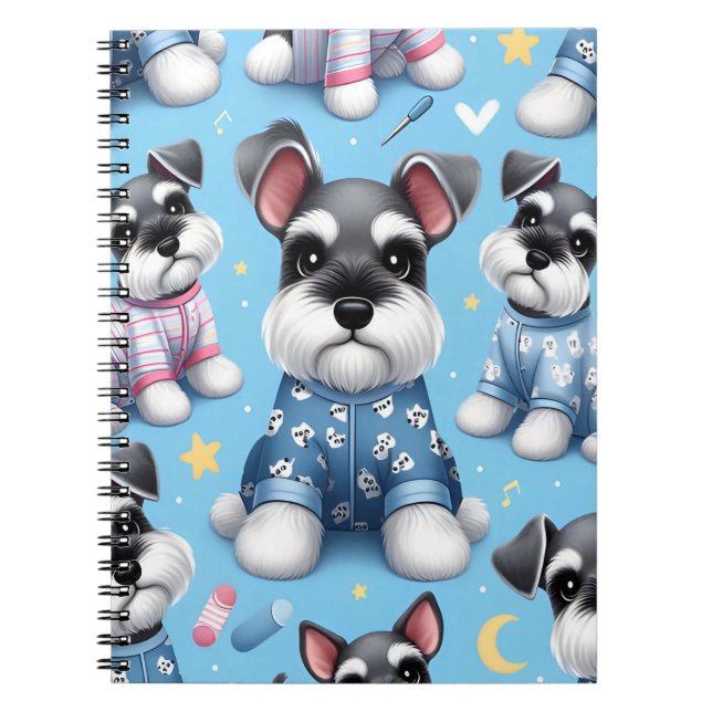Caderno Espiral Cachorro Gelado Do Padrão Animal Schnauzer (Frente)