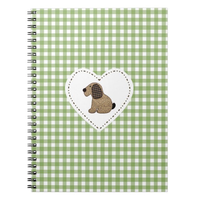 Caderno Espiral Cachorro Gingham No Coração (Frente)