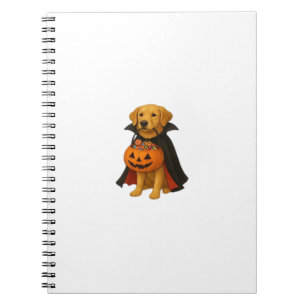 Caderno Espiral Cachorro Golden Retriever de Halloween com Balde d