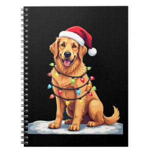 Caderno Espiral Cachorro Golden Retriever Papai Noel Natal Xmas Lu