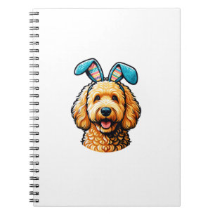 Caderno Espiral Cachorro Goldendoodle da Páscoa Vestindo Orelhas d