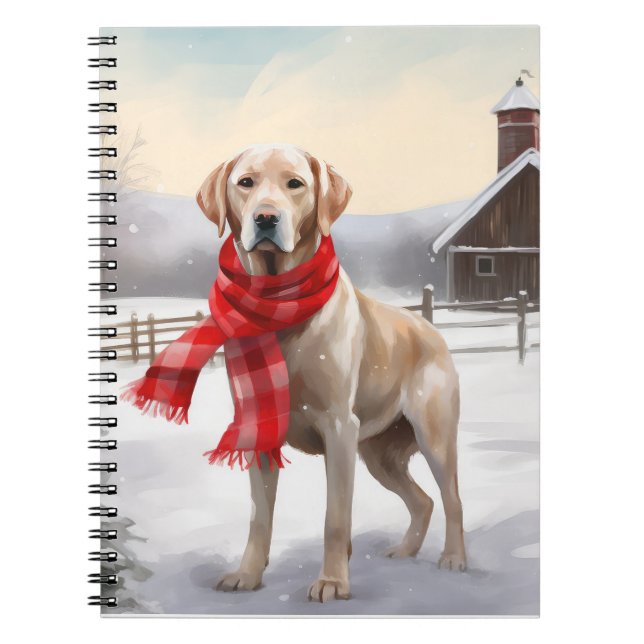 Caderno Espiral Cachorro Labrador no Natal da Neve (Frente)