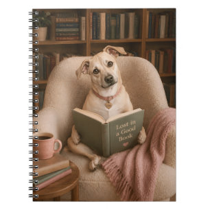 Caderno Espiral Cachorro Leitor Fofo Ilustração de Aquarela da Bib