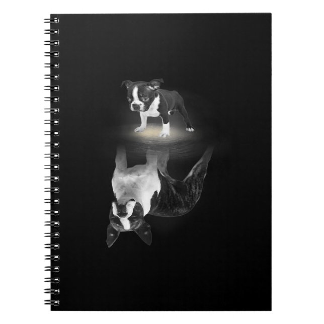 Caderno Espiral Cachorro Mãe BostonTerrier Cachorro Dogente presen (Frente)