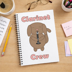 Caderno Espiral Cachorro Marrom Fofo Tocando Clarinete