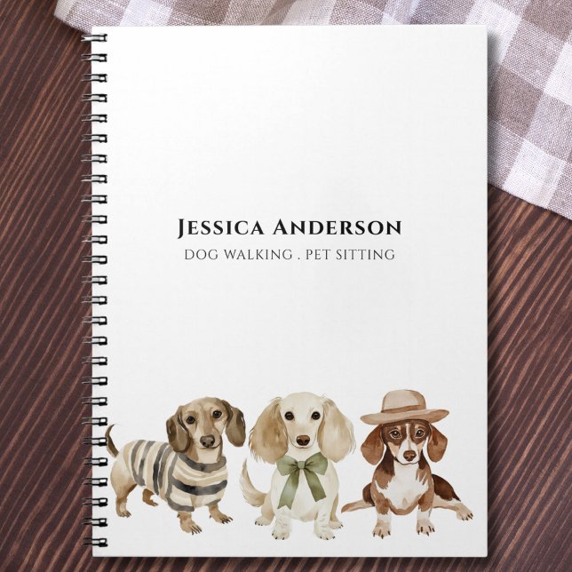 Caderno Espiral Cachorro Moderno Caminhando Pet Sentado Aquarela (Criador carregado)
