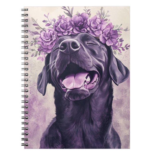 Caderno Espiral Cachorro Negro-Bonito Labrador Retriever Cachorro  (Frente)