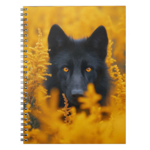 Caderno Espiral Cachorro Negro com Olhos Ouro Incríveis