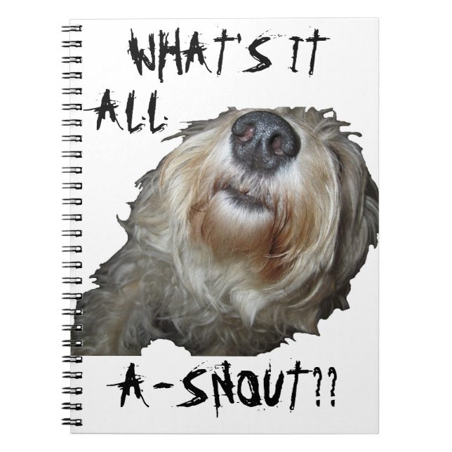 Caderno Espiral Cachorro "O QUE É TUDO UM NEVE?" Notebook (Frente)