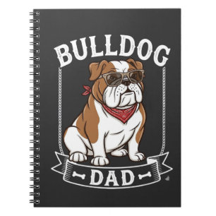 Caderno Espiral Cachorro Papai Bulldog Óculos de Sol Bandana